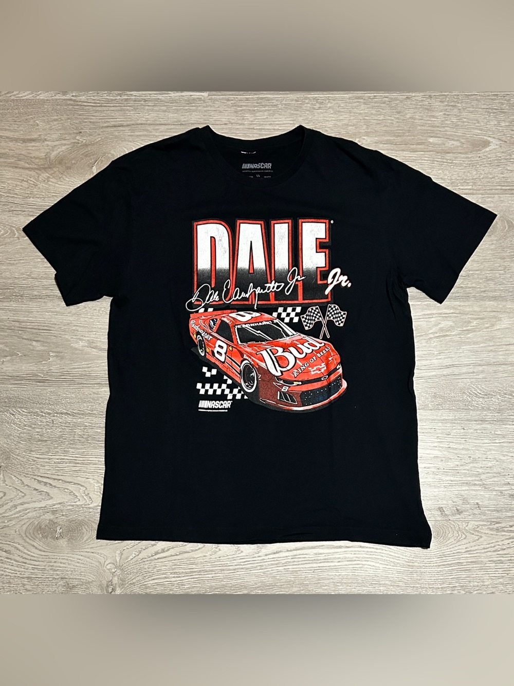 Dale Jr. Red Budweiser Racing Car Graphic T-Shirt - NASCAR